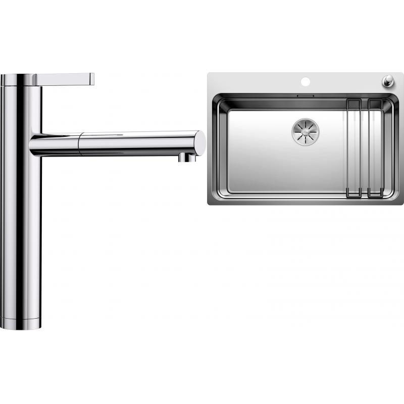 E-shop Set RS Blanco Etagon 700-IF/A + Blanco Linee-S so sprškou (hodvábne lesklá nerez + hodvábne matná nerez)