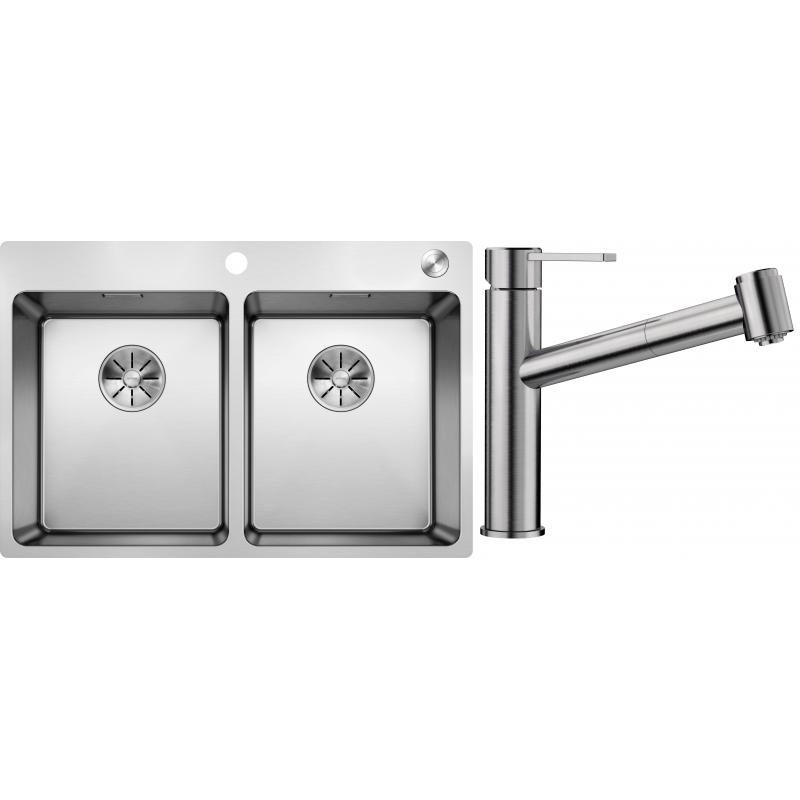 E-shop Set RS Blanco Andano 340/340-IF/A + Blanco Ambis-S (hodvábne lesklá nerez + leštená nerez)