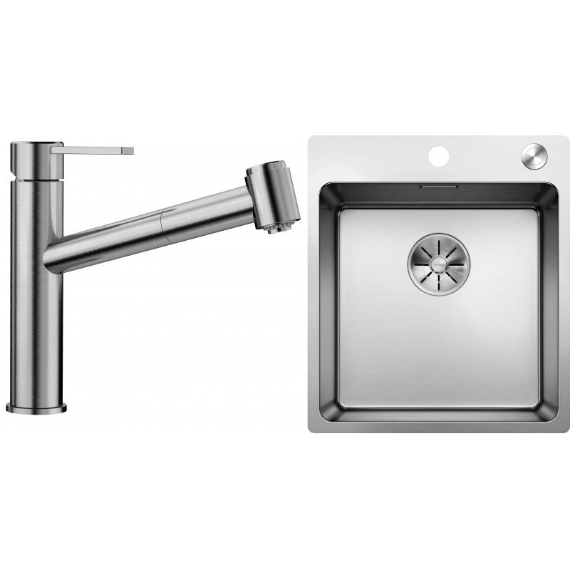 E-shop Set RS Blanco Andano 400-IF/A + Blanco Ambis-S (hodvábne lesklá nerez + leštená nerez)