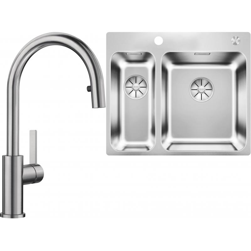 E-shop Set RS Blanco Solis 340/180-IF/A + Blanco Candor-S so sprškou (vanička na pravej strane, leštená nerez + leštená nerez)