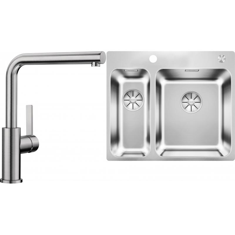 E-shop Set RS Blanco Solis 340/180-IF/A + Blanco Lanora (vanička na pravej strane, leštená nerez + leštená nerez)