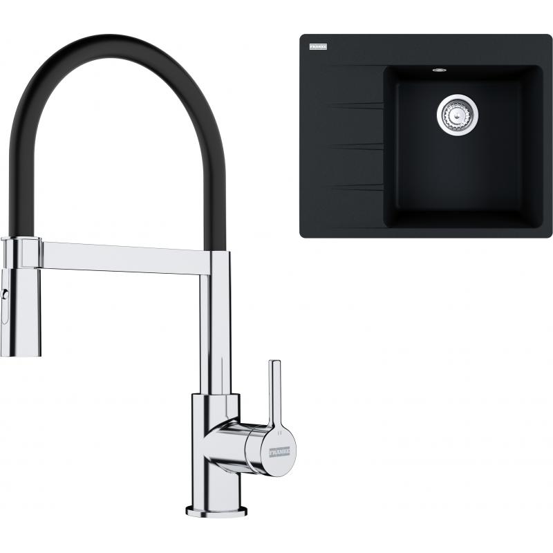 E-shop Set RS Franke Centro CNG 611-62 TL + Franke FC 6085 Lina (vanička na pravej strane, sahara + chróm/čierna)