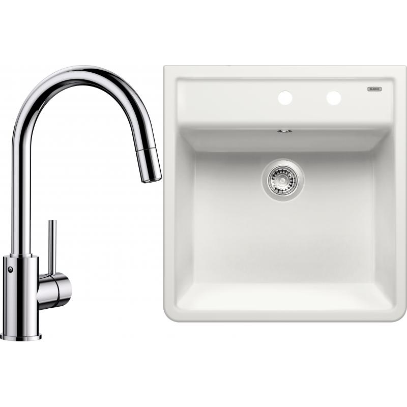 E-shop Set RS Blanco Panor 60 s dvoma otvormi + Blanco Mida-S so sprškou (krištáľovo biela + chróm)