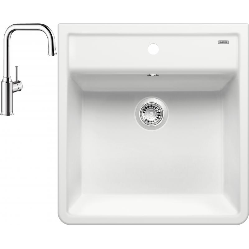 E-shop Set RS Blanco Panor 60 s jedným otvorom + Blanco Livia-S sprška (krištáľovo biela + chróm)
